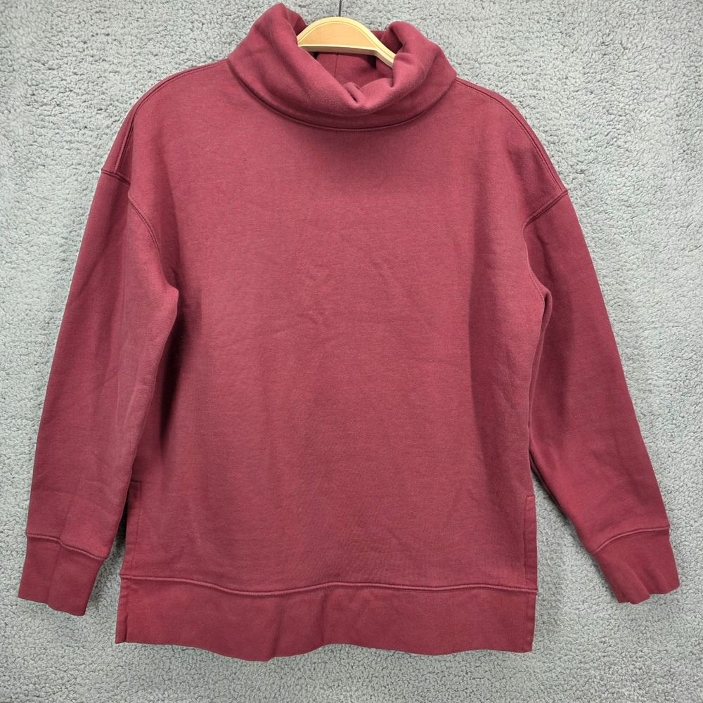 Athleta Burgundy Cowl Neck Sweatshirt Pullover Long Sleeve Cotton Blend Women XS